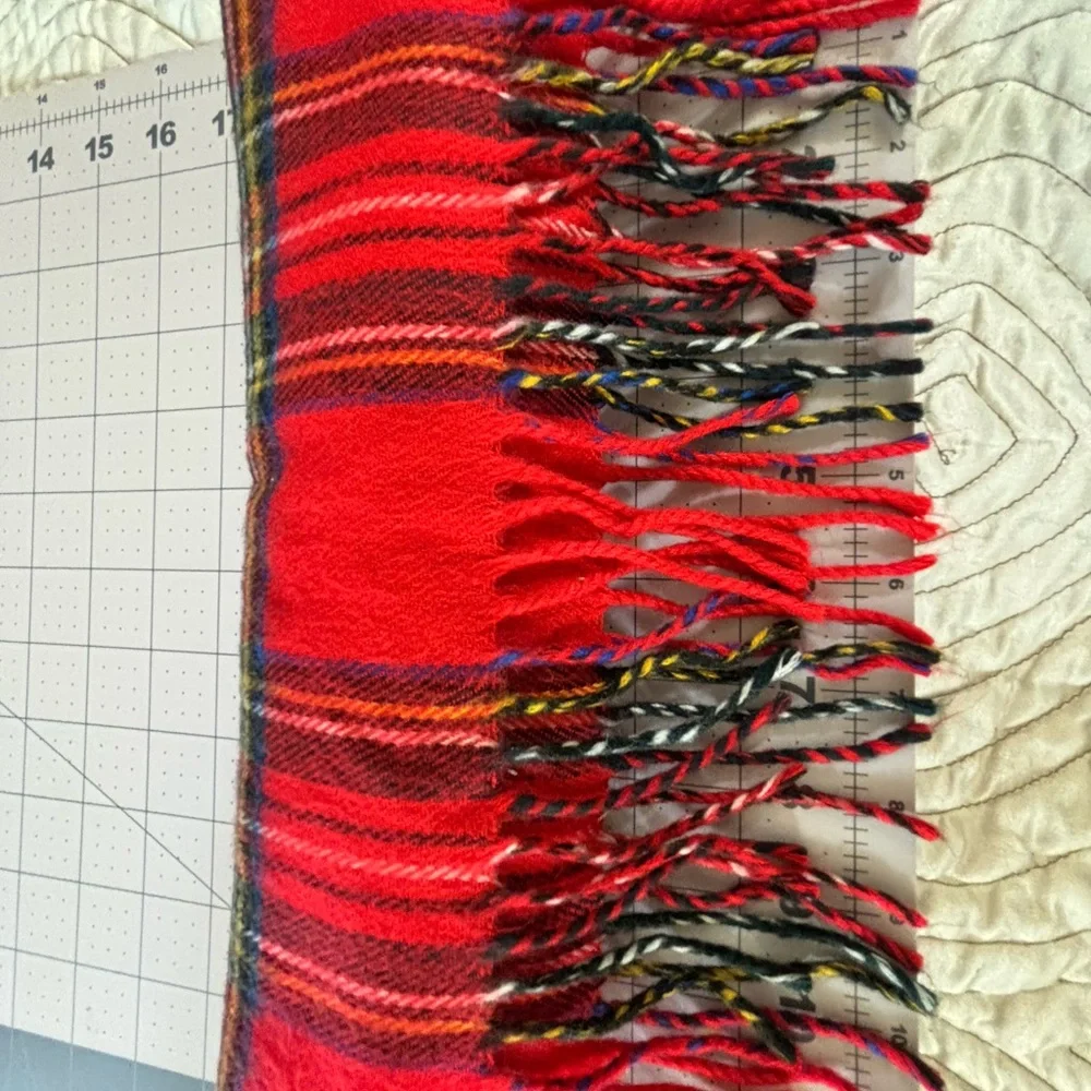 Christian Dior Monsieur Vintage Red Plaid Cashmaire Scarf Made in Japan
